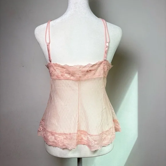 Vintage USA Y2K Babydoll Coquette Mesh Lace Camisole Teddy Chemise Top Peignoir - Picture 5 of 16